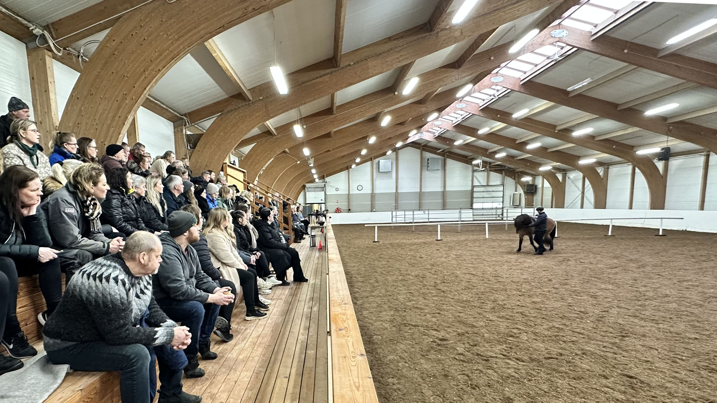 Reiðkennari sýnir áhorfendum réttu handtökin